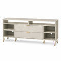 Meuble TV en bois MDF blanc avec pieds en métal doré