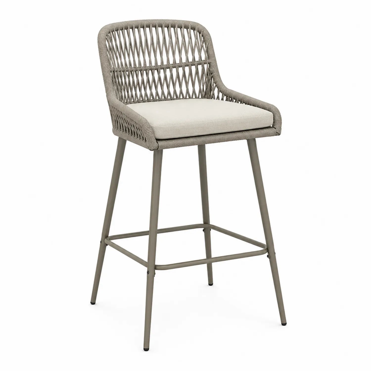 Tabouret de bar en métal et rotin synthétique avec coussin 104x53x55 cm