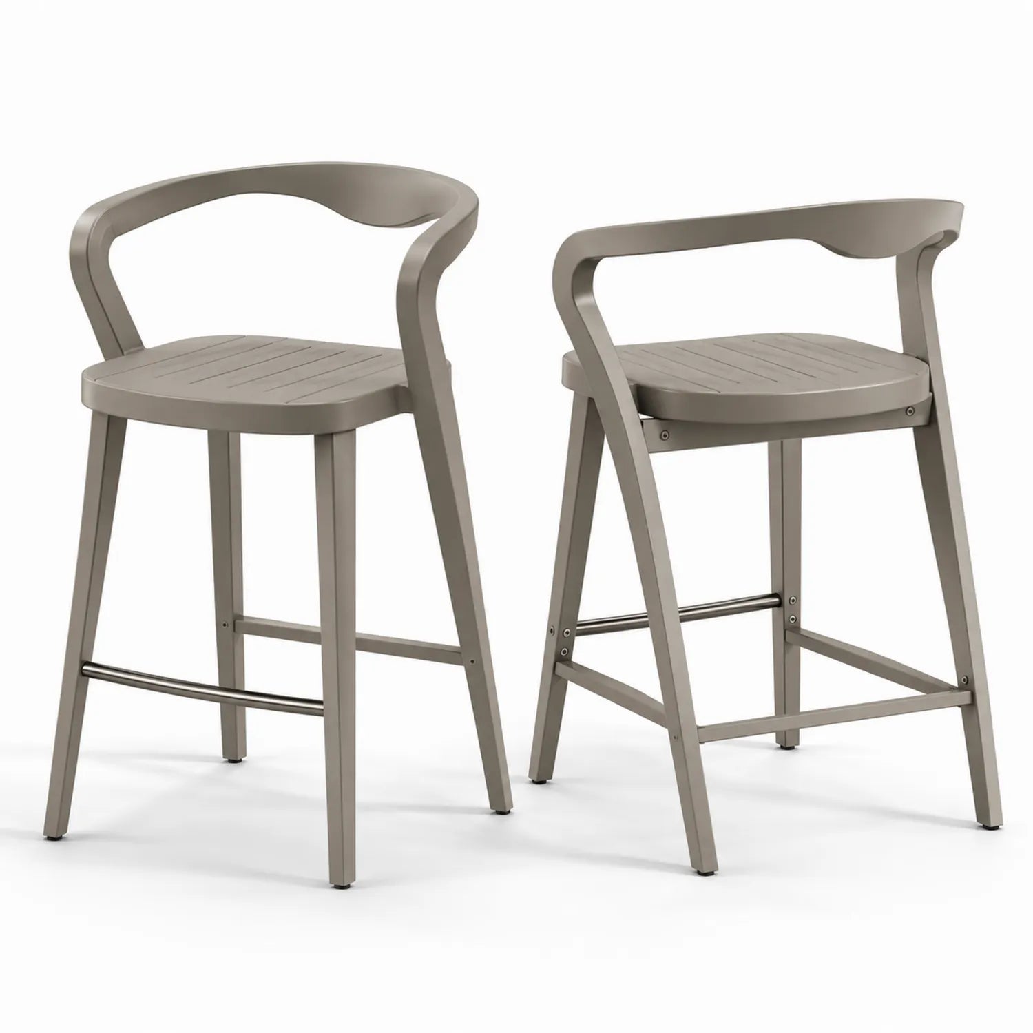Tabourets de bar en plastique gris beige, lot de 2