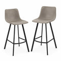 Tabourets de bar en similicuir gris avec pieds métalliques, hauteur 75 cm