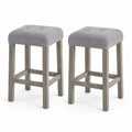 Tabourets de bar en bois et tissu 75 cm, gris, lot de 2