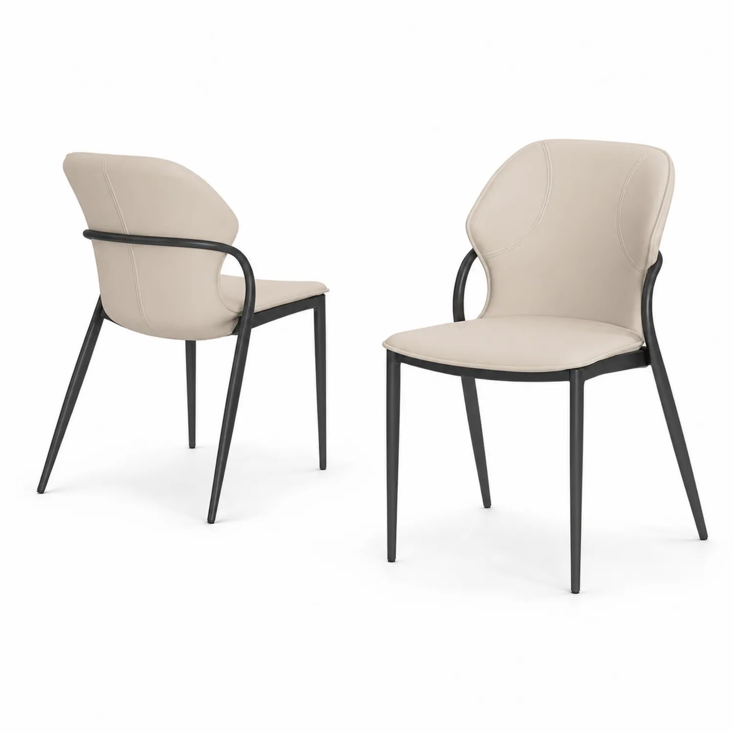 Paire de chaises en cuir beige avec structure en métal