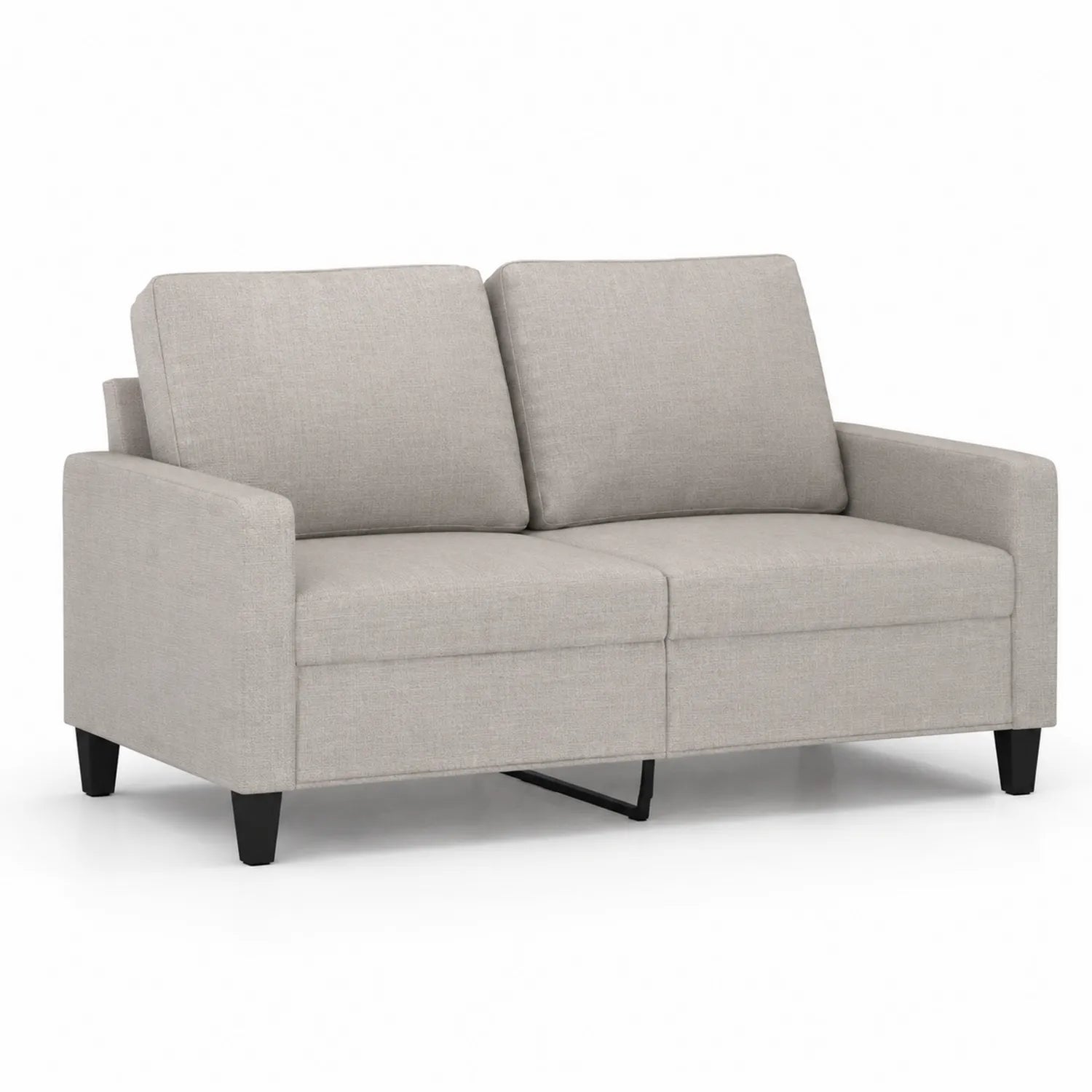Canapé 2 places tissu polyester gris clair 150cm x 85cm x 75cm