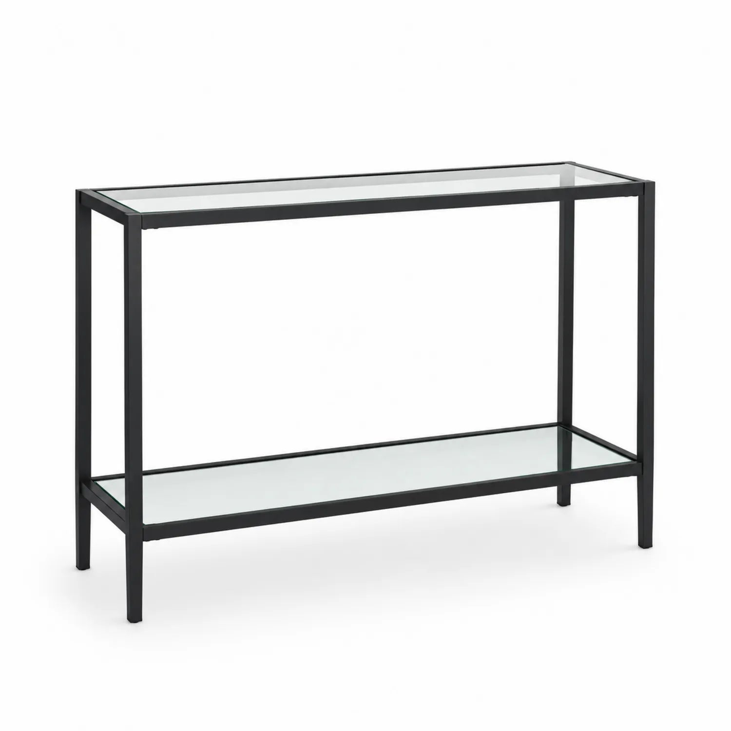 Console en métal et verre noir 100x30x80 cm