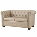 Canapé Chesterfield 2 Places Similicuir Beige