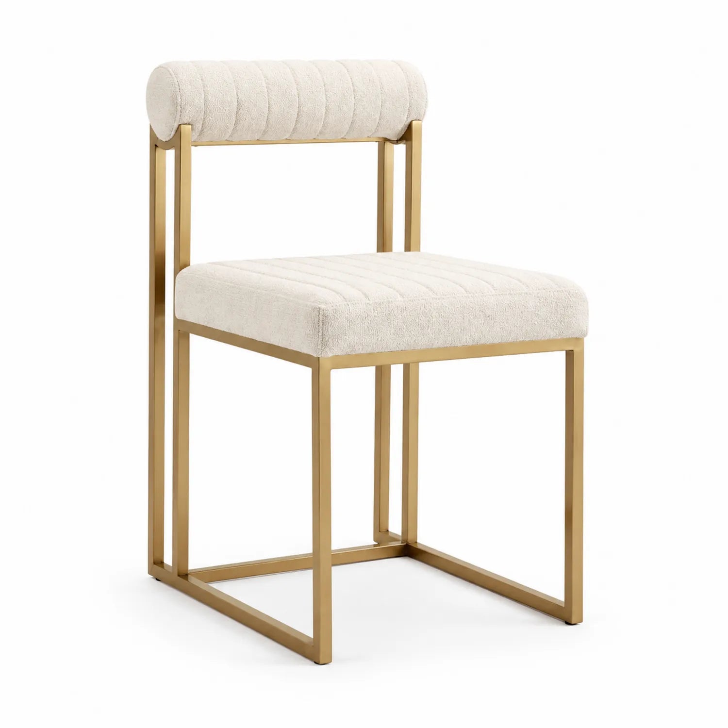 Chaise en tissu et métal doré Beige