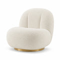 Fauteuil en Bouclé Blanc avec Base Métallique