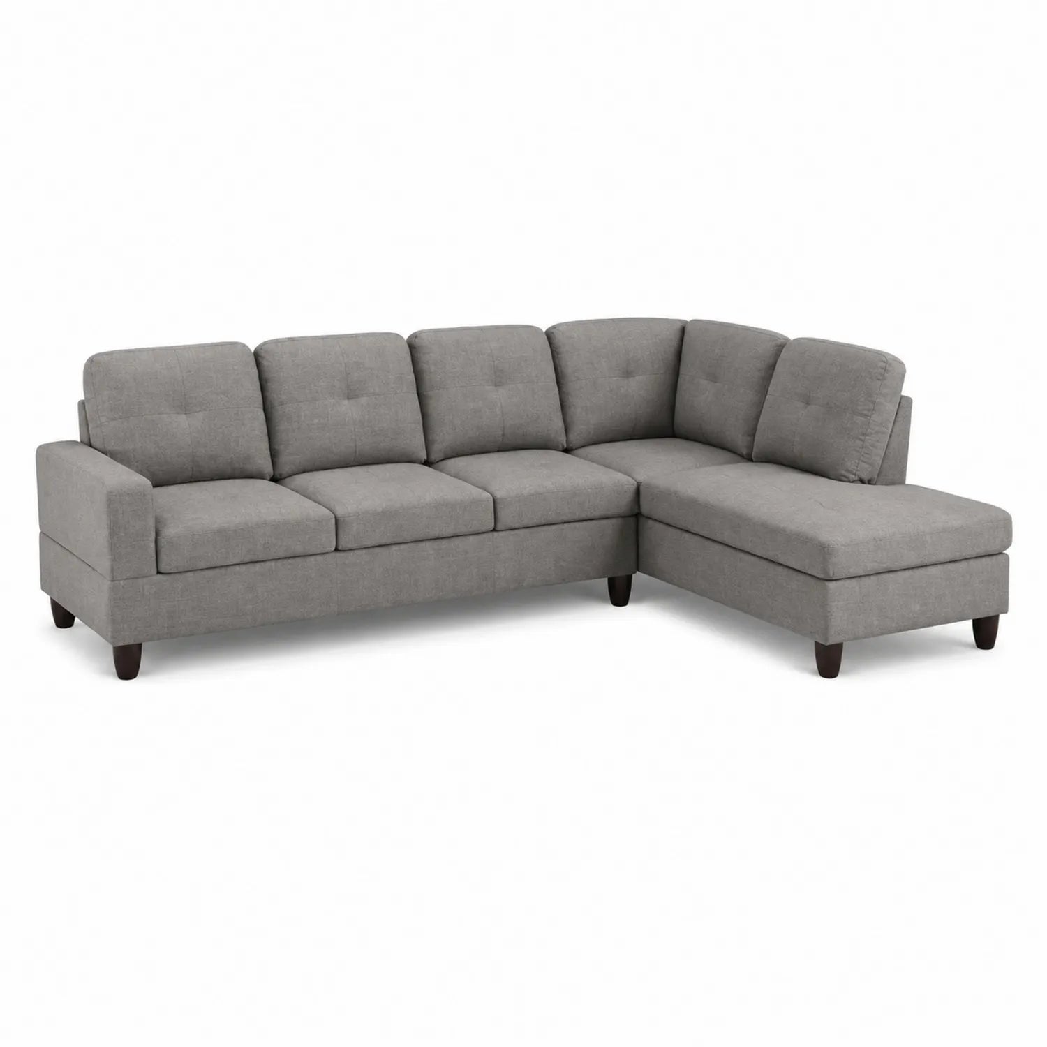 Canapé d'angle en tissu gris 5 places