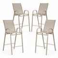 Lot de 4 tabourets de bar en aluminium et textilène Beige