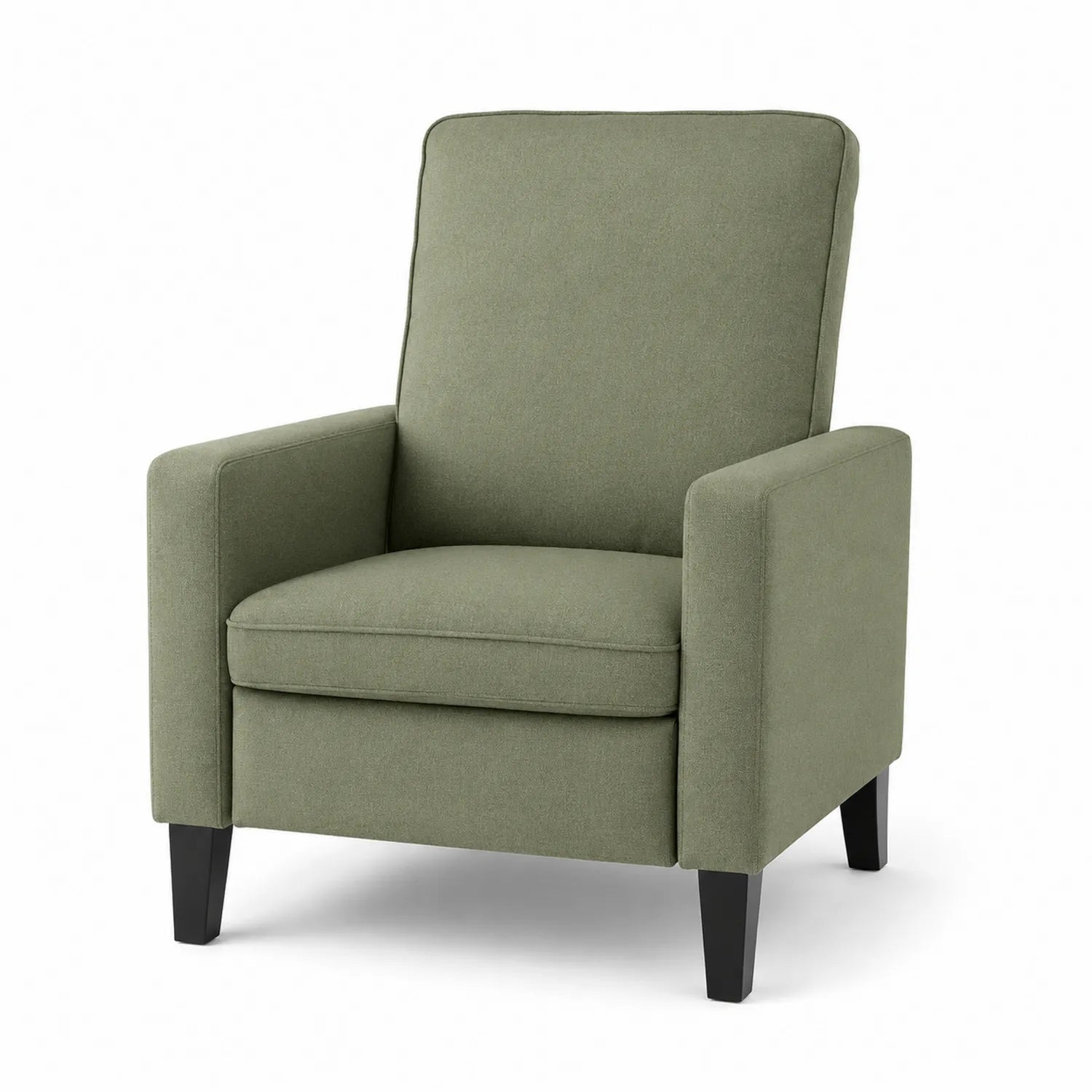 Fauteuil en tissu polyester vert avec pieds en bois