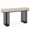 Console rectangulaire en pierre reconstituée et métal noir 120x35x80 cm
