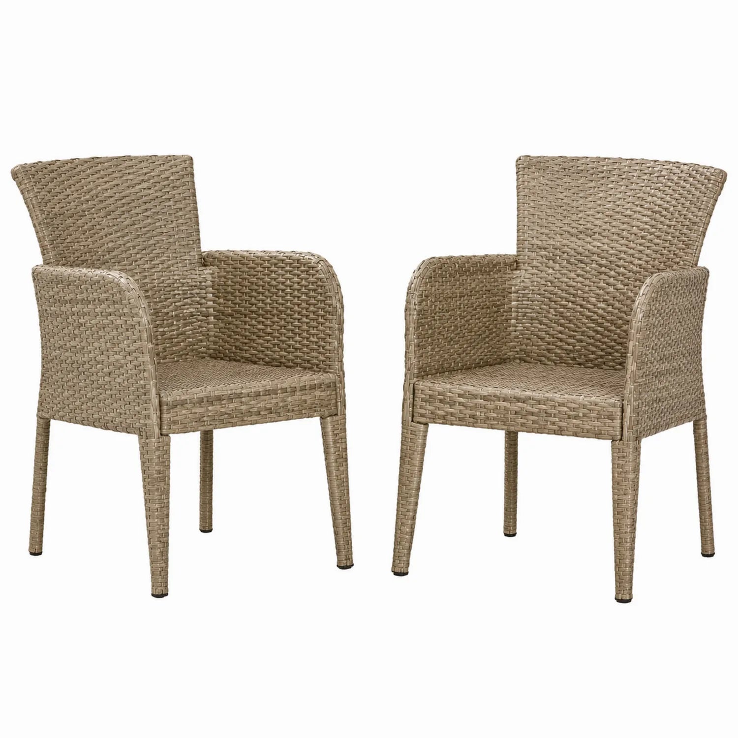 Lot de 2 chaises en polyéthylène tressé beige
