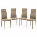 Lot de 4 chaises en cuir synthétique marron clair avec cadre métallique