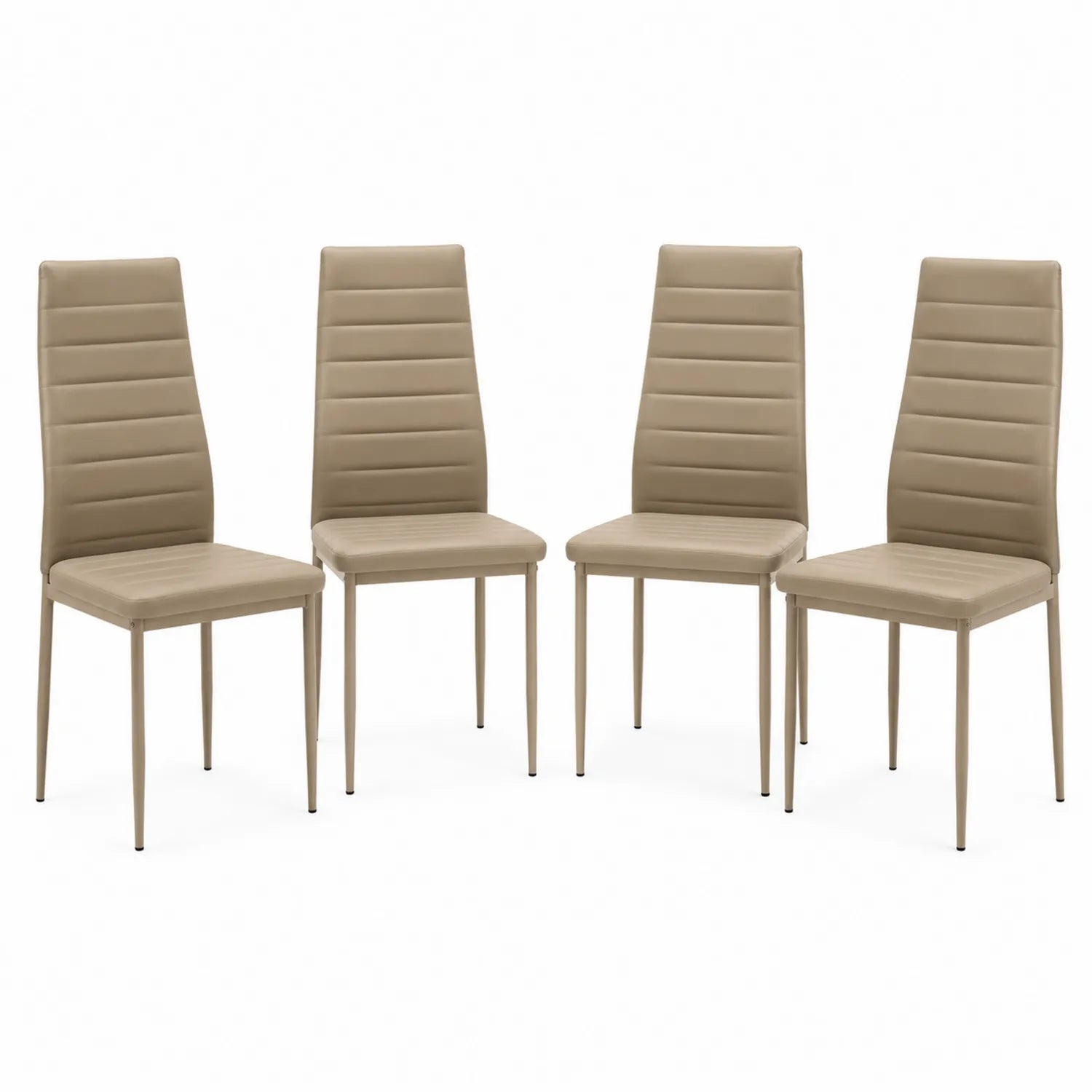 Lot de 4 chaises en cuir synthétique marron clair avec cadre métallique