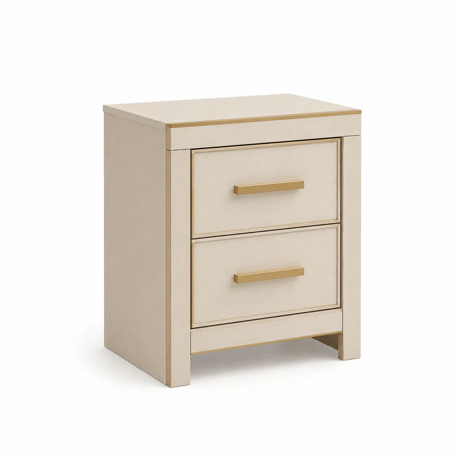 Table de chevet en bois avec 2 tiroirs Beige