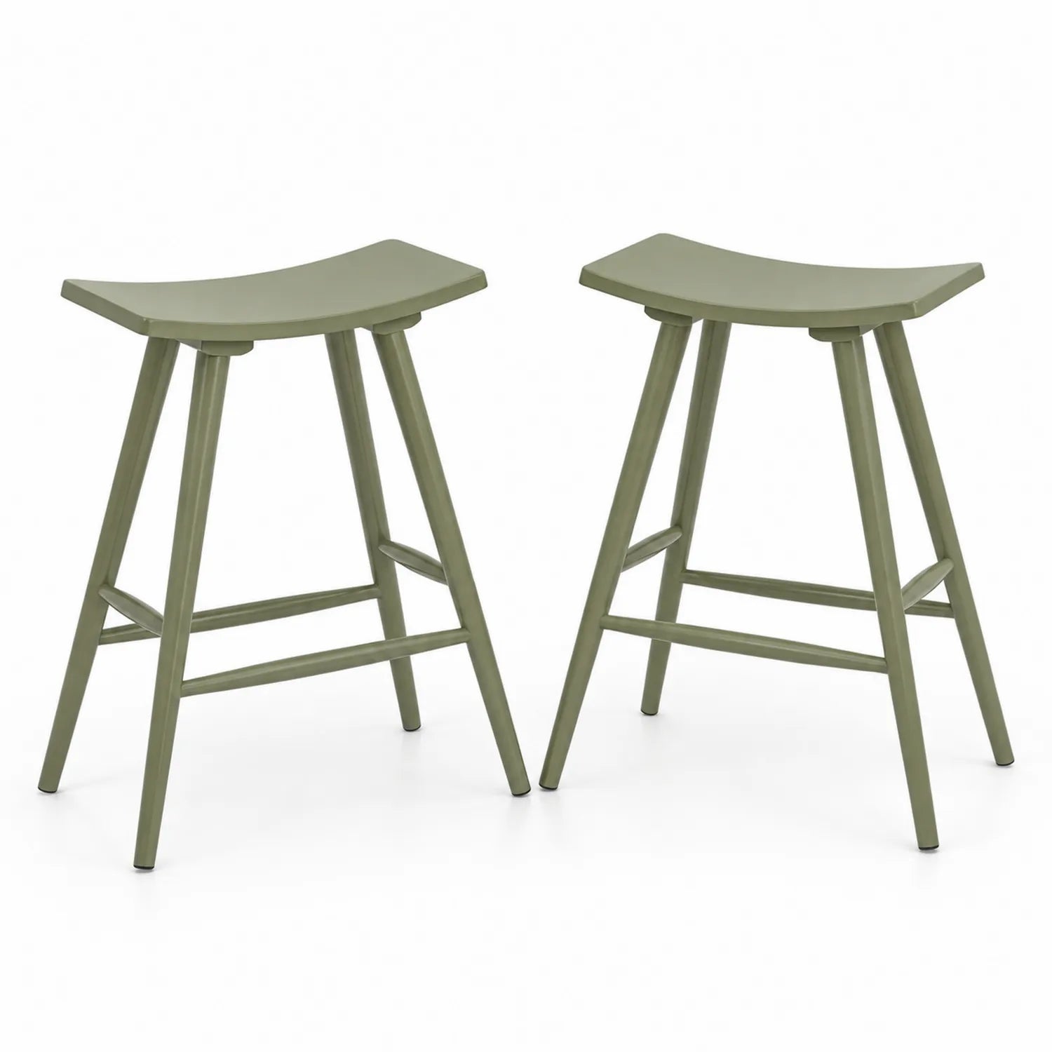 Ensemble de 2 tabourets de bar en bois vert