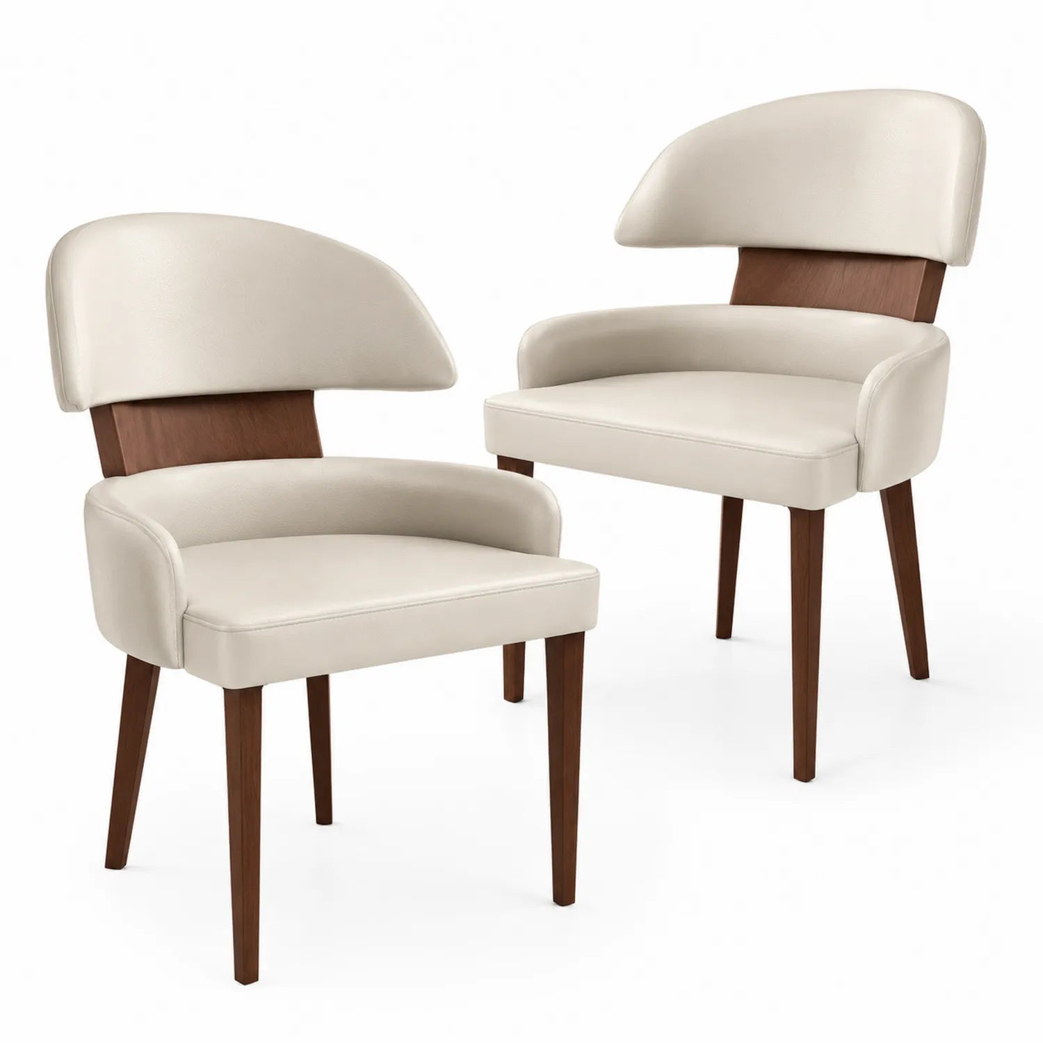 Lot de 2 chaises en bois avec revêtement en PU beige