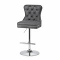 Tabouret de bar en cuir PU gris avec pieds métalliques