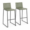 Paire de tabourets de bar en cuir synthétique et métal Vert 40x42x85 cm