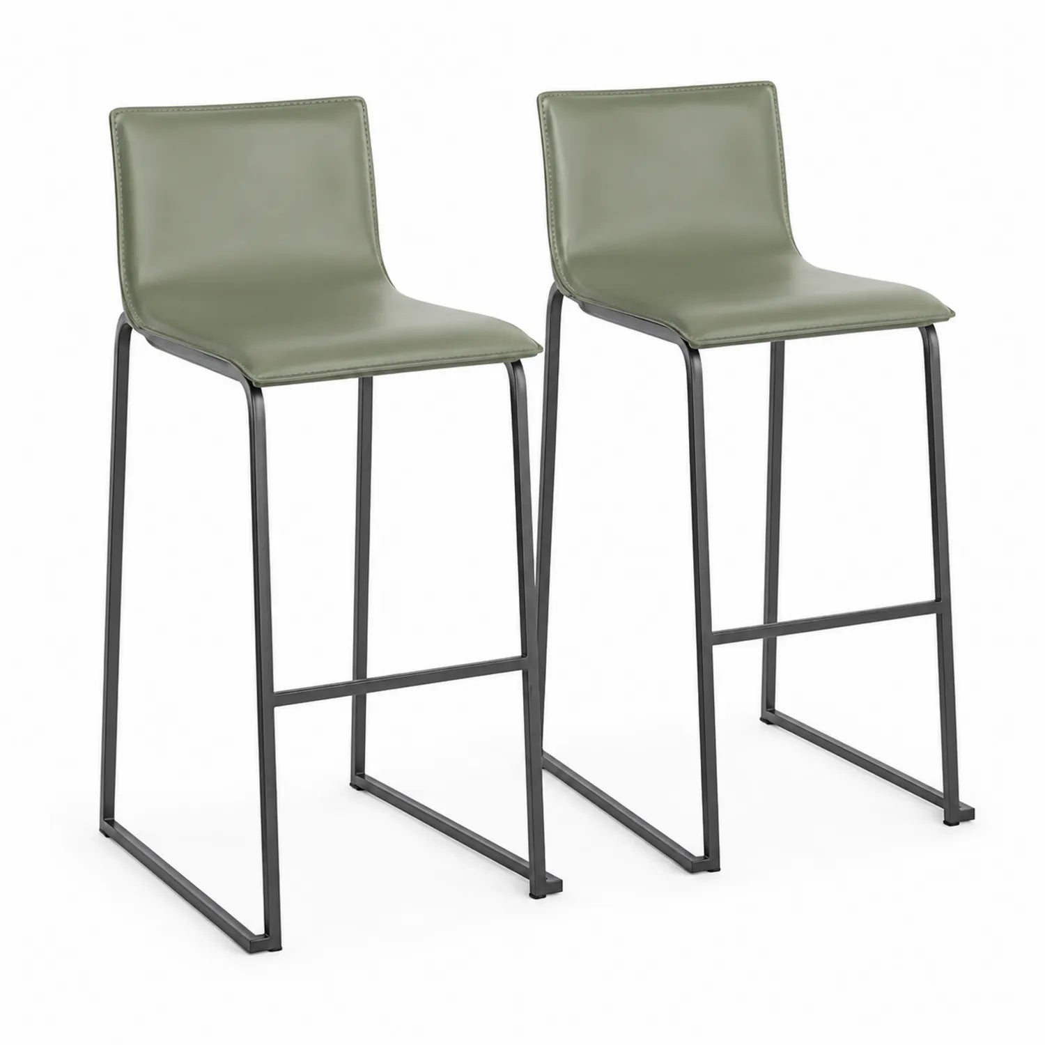 Paire de tabourets de bar en cuir synthétique et métal Vert 40x42x85 cm