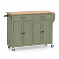 Buffet de cuisine en bois et MDF avec roulettes Vert