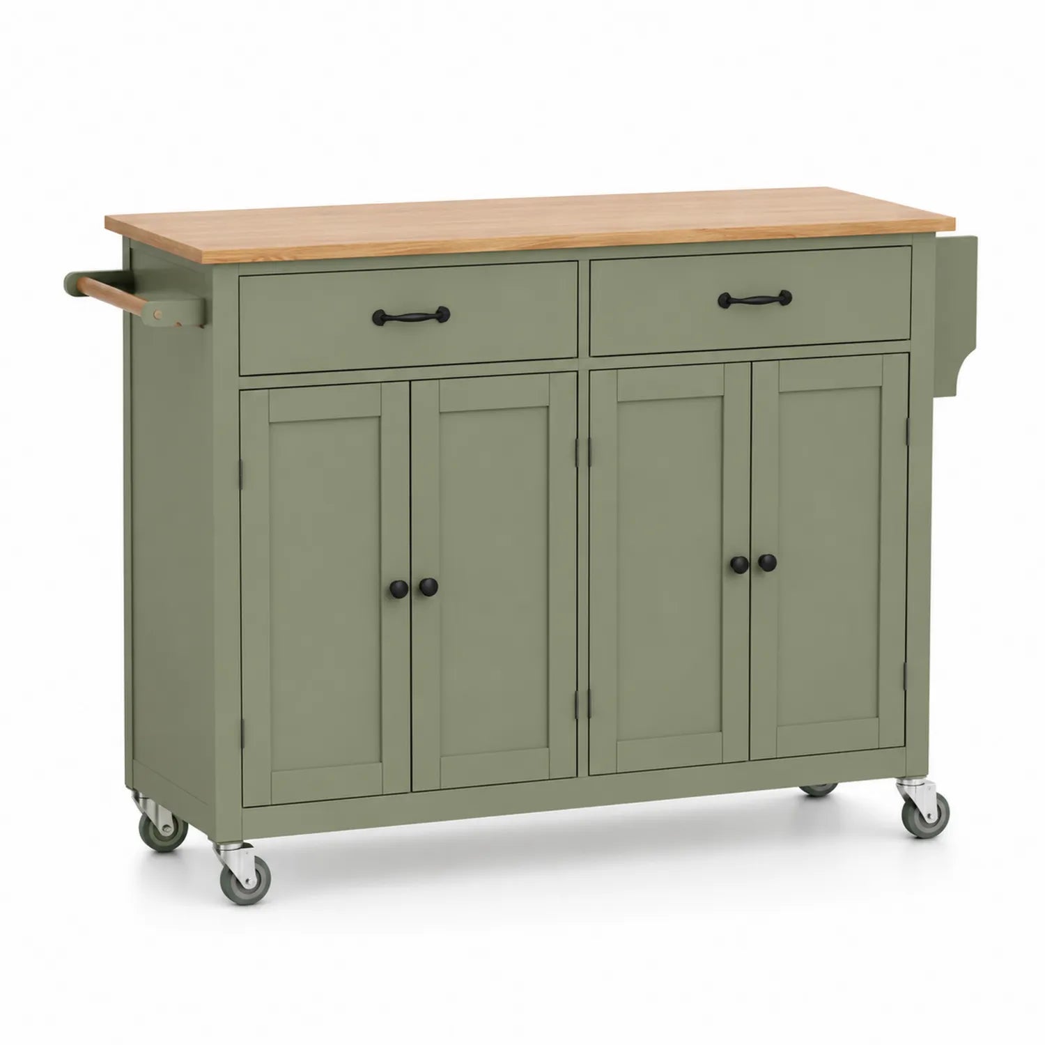 Buffet de cuisine en bois et MDF avec roulettes Vert