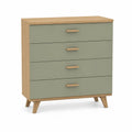 Commode à 4 tiroirs en chêne et MDF vert 100x45x80 cm