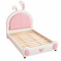 Lit pour enfants avec tête de lit en bois et PU rose et blanc 190x90 cm