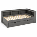 Lit simple en bois avec étagères et tiroirs Gris Foncé 200x90 cm