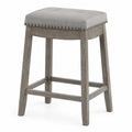 Tabouret de bar en bois avec siège en tissu gris