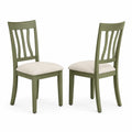 Lot de 2 chaises en bois vert assise en tissu crème