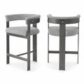 Tabouret de bar en métal et tissu gris, hauteur 75 cm
