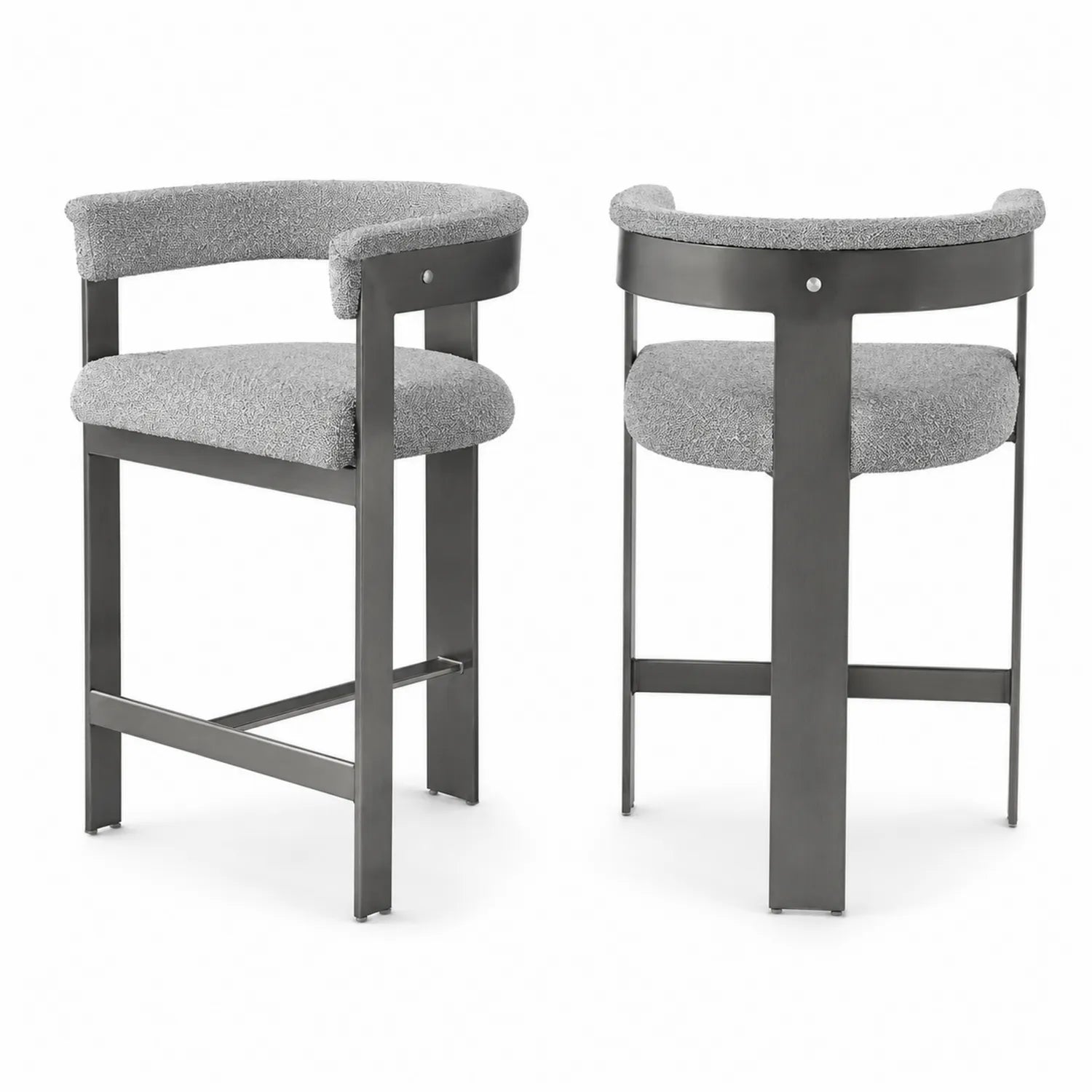 Tabouret de bar en métal et tissu gris, hauteur 75 cm