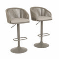 Lot de 2 tabourets de bar ajustables en métal et corde beige