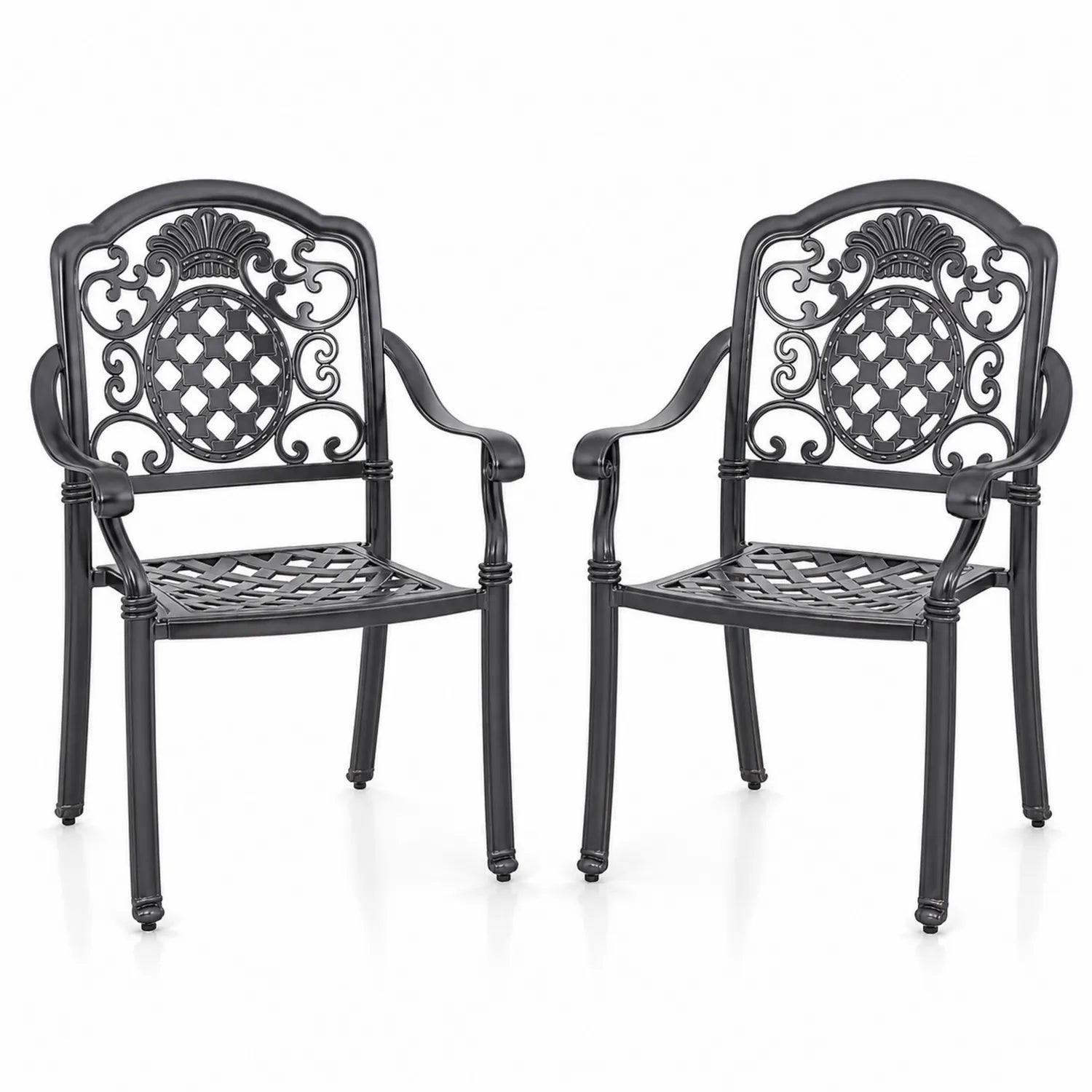 Lot de 2 chaises de jardin en aluminium noir