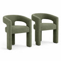 Lot de 2 Chaises en Bois et Polyester Vert
