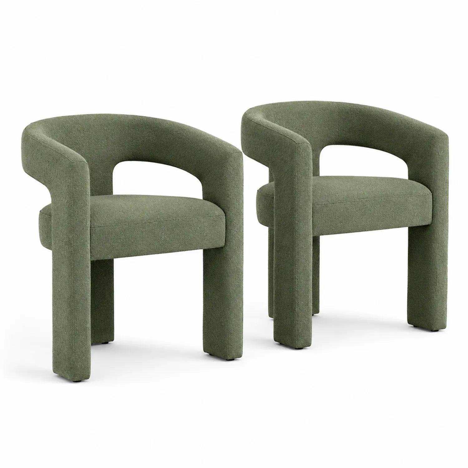 Lot de 2 Chaises en Bois et Polyester Vert