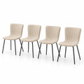 Lot de 4 chaises en velours Beige avec pieds en métal
