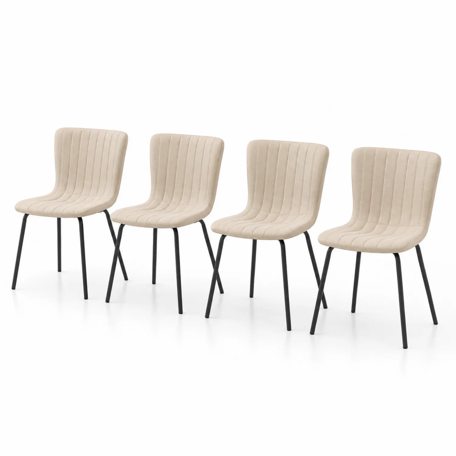 Lot de 4 chaises en velours Beige avec pieds en métal
