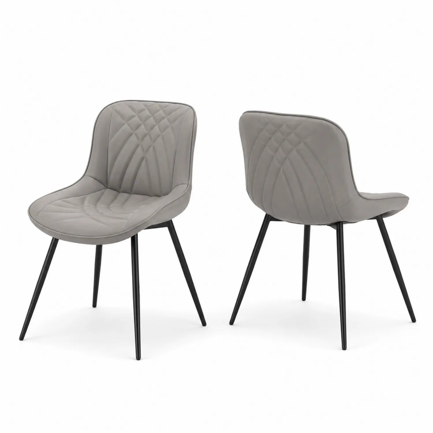 Chaise en similicuir gris avec pieds en métal noir