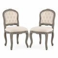 Lot de 2 chaises en bois avec assise en tissu polyester Gris/Beige