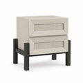 Table de chevet 2 tiroirs en MDF et bois Beige/Noir 60x40x50 cm