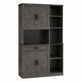 Buffet de cuisine en bois MDF avec étagères et placards gris 180x110x40 cm