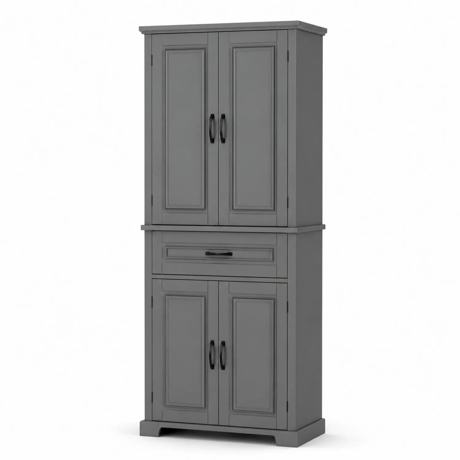 Armoire en bois gris avec 4 portes et 1 tiroir 180x80x40 cm
