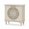 Buffet en bois blanc avec portes sculptées 90x80x40 cm