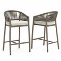 Tabourets de bar en aluminium et corde Beige 66 cm - Lot de 2