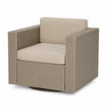 Fauteuil pivotant d'extérieur en résine tressée et tissu beige