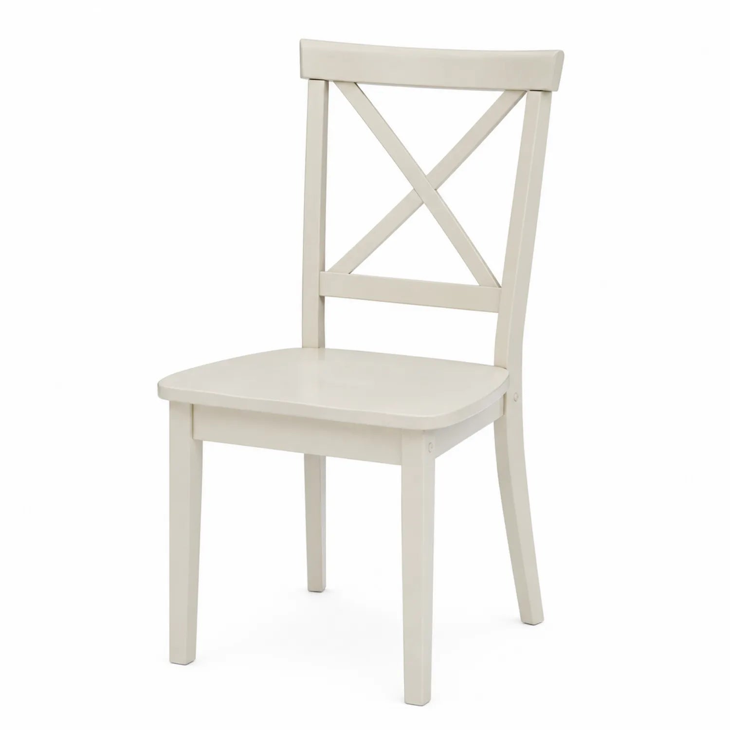 Chaise de salle à manger en bois blanc avec dossier en croix