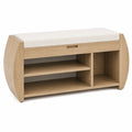 Banc de rangement en bois avec coussin en polyester Beige 100x40x50 cm