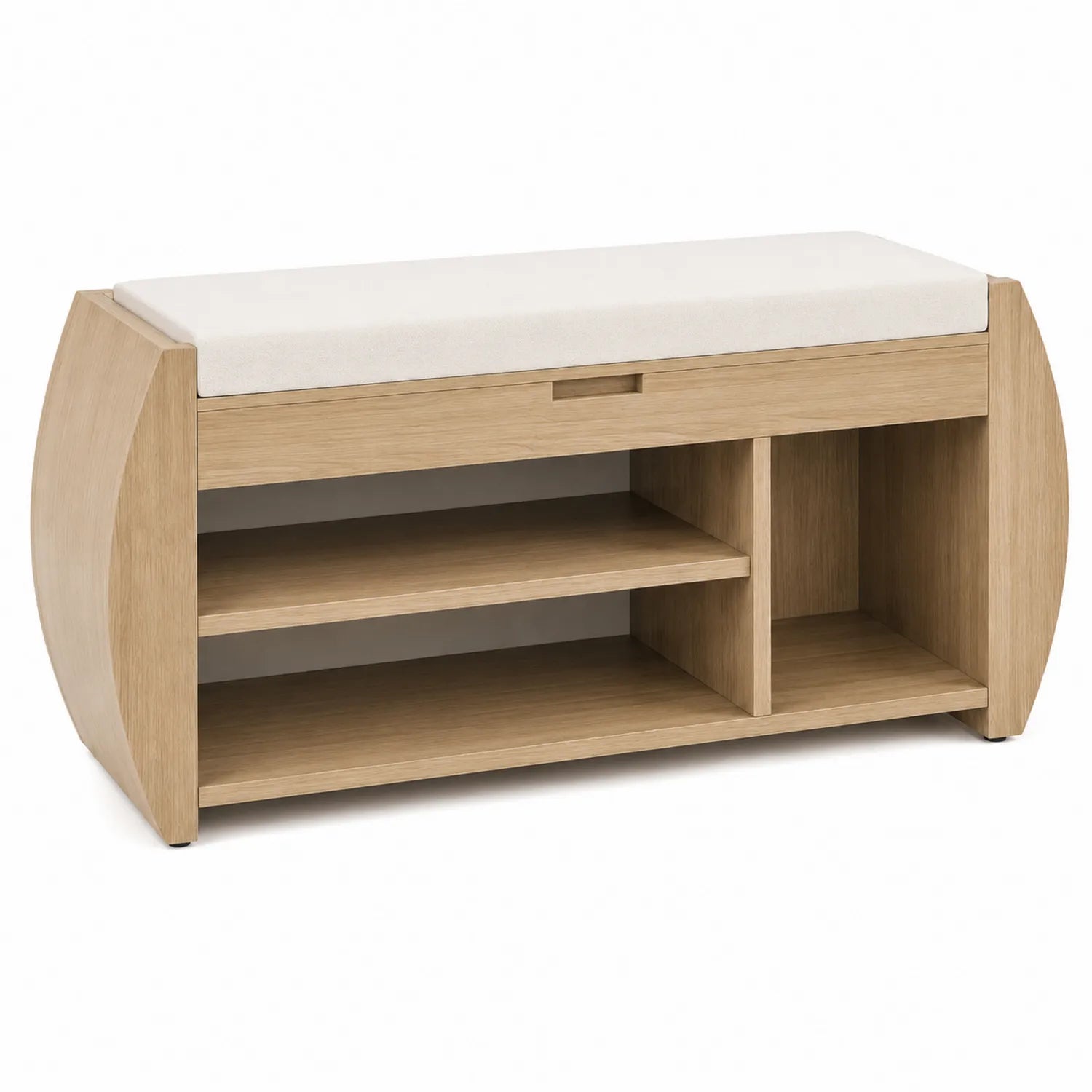 Banc de rangement en bois avec coussin en polyester Beige 100x40x50 cm